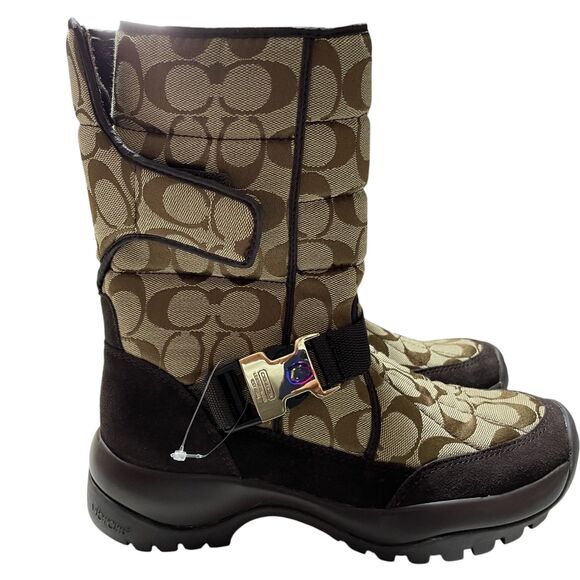 Coach Signature C Sharron Boots 8 NEW in Box Brown, Hook n Eye Closure - Picture 8 of 11